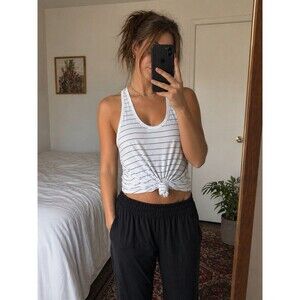 Lululemon Love Tank White Black Striped Racerback Tank Top Womens Athletic
